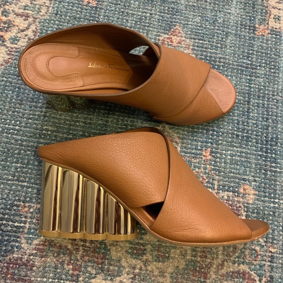 Salvatore Ferragamo Shoes - Salvatore Ferragamo Flower Heel Mules